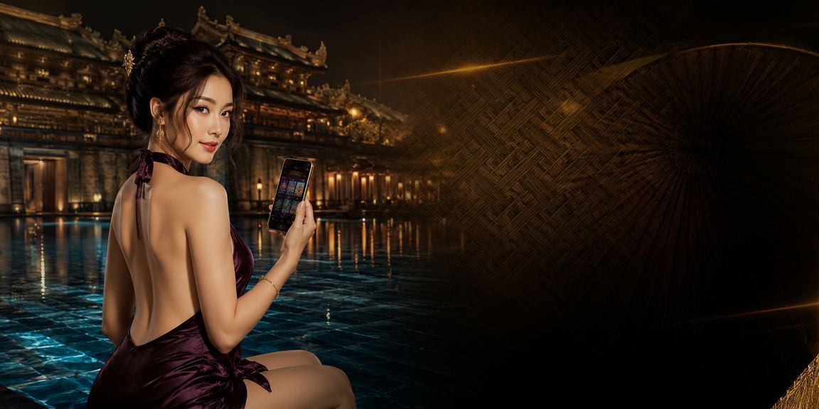 Người dùng Huế xem thông tin nạp tiền jackpot trên ứng dụng di động bên chiếc nón lá